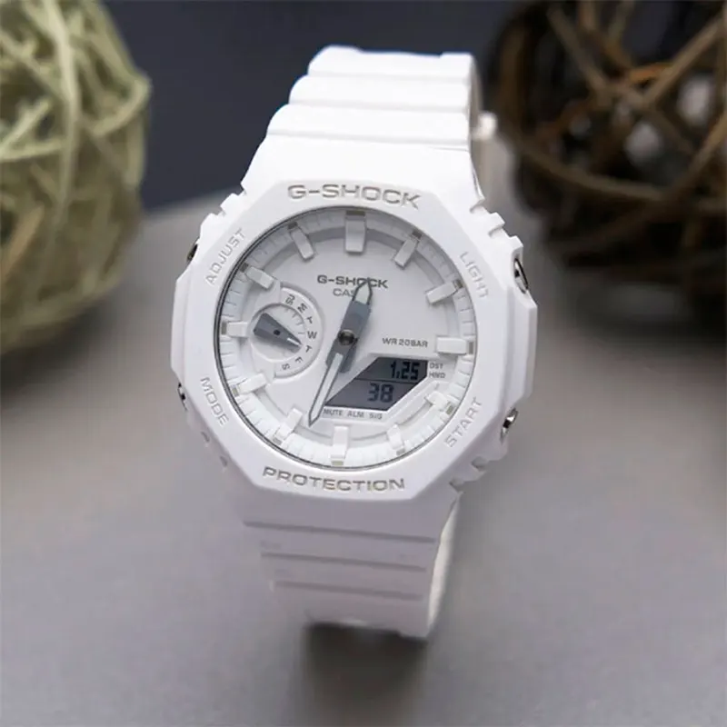 Casio G-Shock Carbon Core Guard White Carbon Men's Watch- GA-2100-7A7